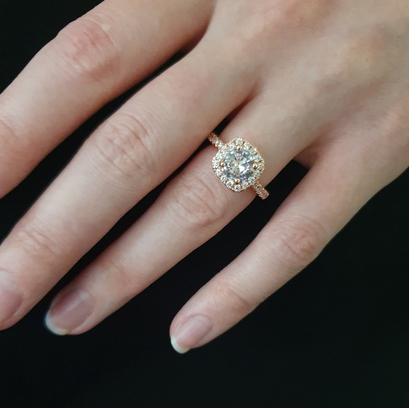 NEW Rose Gold Diamond Halo Engagement Ring - Picture 5 of 5